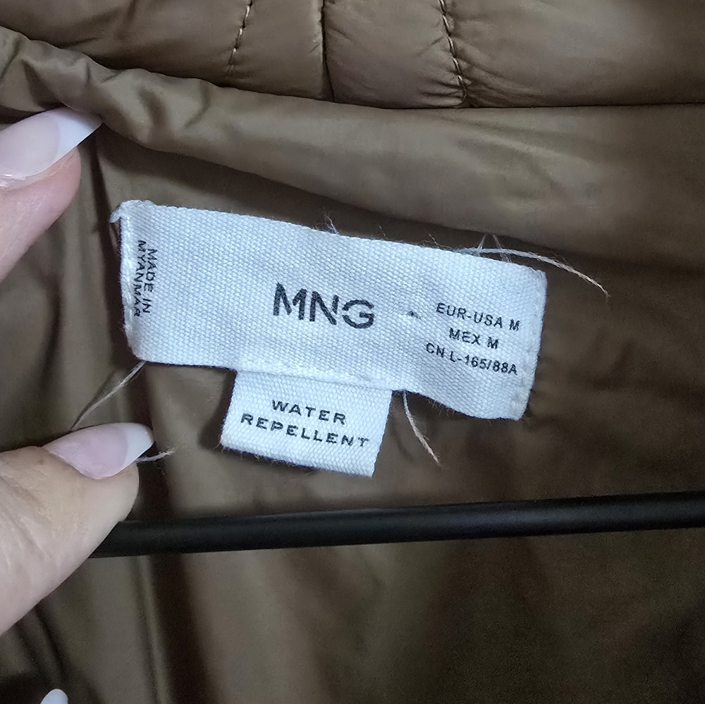 Mango brown quilted belted long coat size M - Picture 12 of 12